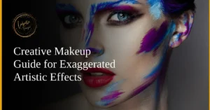 Model with bold artistic makeup featuring vibrant and exaggerated designs.