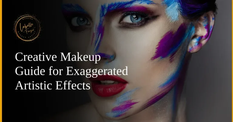 Model with bold artistic makeup featuring vibrant and exaggerated designs.
