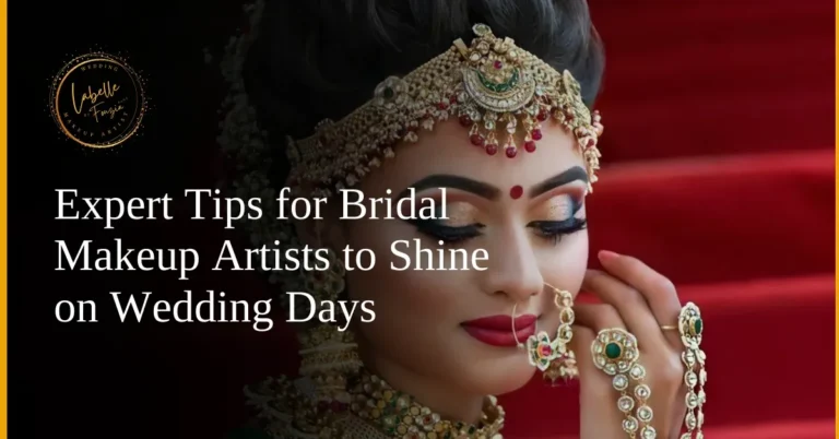A South Asian bride in traditional jewelry and makeup, glowing on her wedding day.