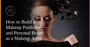 A model with artistic makeup and a dramatic headpiece, representing portfolio-building for makeup artists.