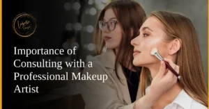 A makeup artist applying a perfect touch of highlighter on a client’s cheekbone.