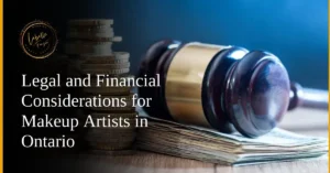 A gavel and stack of coins on a table, symbolizing legal and financial advice for makeup artists in Ontario.