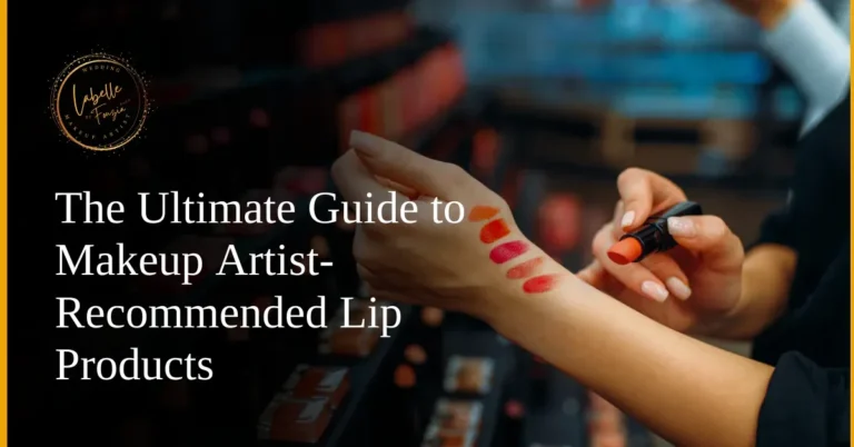 A makeup artist testing vibrant lipstick shades on their wrist in a cosmetics store.