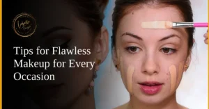 A woman applying foundation with precision, demonstrating step-by-step techniques for flawless makeup.